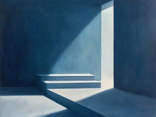 Poster - shadows and steps: dramatic interplay of light and shadow creates a captivating scene with a stairca