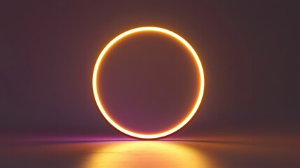 Poster - neon circle: a vibrant neon circle glows brightly against a dark, gradient backdrop, creating a mode