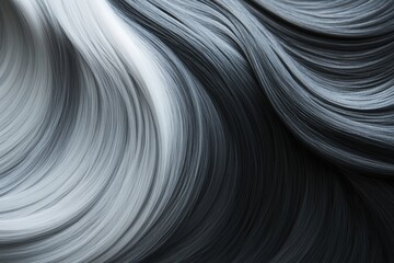 Poster - Waves of Silver and Shadow: A mesmerizing display of flowing lines, evoking the fluidity of water and the dance of light, rendered in a monochromatic palette.