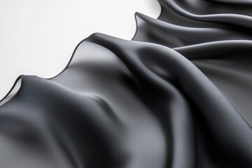 Poster - Elegant Flowing Fabric: Capturing the smooth, ethereal folds of a dark fabric as it gracefully drapes and swirls, a testament to textile artistry and abstract form.