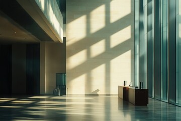 Poster - light and shadow harmony: an architectural masterpiece plays with the dynamic interplay of sunlight 