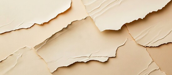 Leinwandbilder - Beige torn paper texture layered over a smooth background showcasing soft neutral tones with subtle shadows highlighting the edges