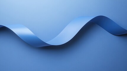 Poster - blue ribbon in a wavy pattern: a satin blue ribbon gracefully curves and flows across a textured bac