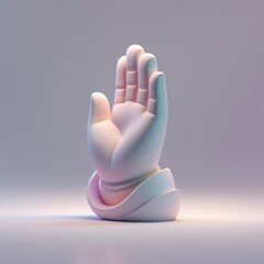 Poster - Pastel Pink and Blue 3D Rendered Hand Sculpture on Light Background