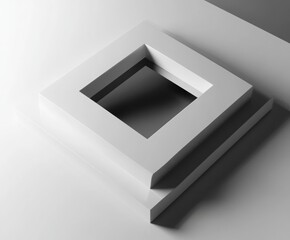 Poster - geometric precision: a minimalist composition featuring a layered, square-shaped structure casting s