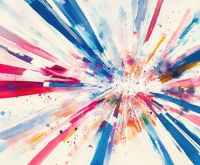 Poster - Burst of Colors: A dynamic and energetic artistic representation, showcasing a vibrant explosion of colored lines radiating from a central point.
