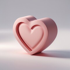 Poster - Pink 3D Rendered Heart Shape on White Background