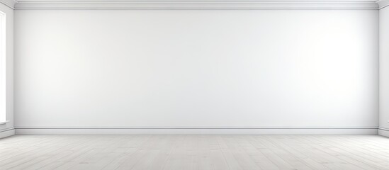 Fototapete - Spacious empty room with white walls and light grey floor providing perfect blank canvas for text or design elements in bright minimalist setting