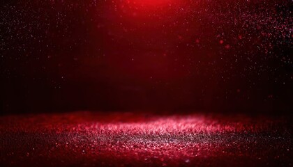 Aufkleber - shimmering red glitter dust in dramatic light with floating particles on dark background, perfect for luxury, festive, and abstract design