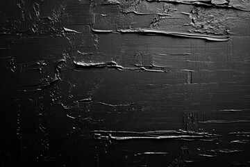 Poster - abstract black paint texture: a captivating close-up showcases a richly textured surface, its ebony 