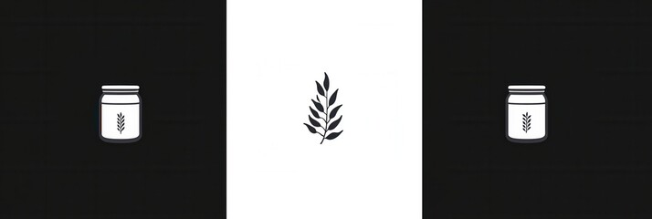 Poster - Elegant minimalist spice jar logo with a focus on herbal branding designed in black and white, ideal for modern food related businesses