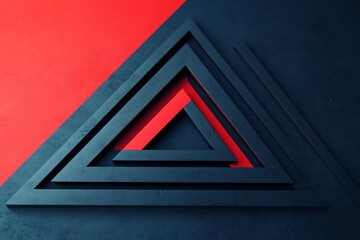 Poster - geometric precision: an abstract image of nested triangles on a two-tone backdrop, where graphic pre