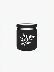 Poster - Elegant minimalist spice jar logo featuring simplistic black and white herbal branding for modern culinary design applications