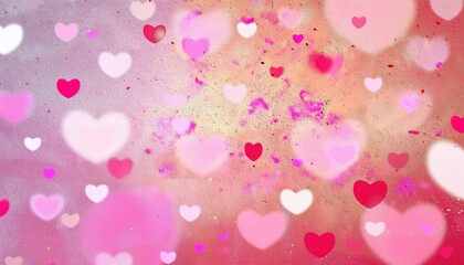Poster - soft pink and red heart pattern on textured background with romantic glow, ideal for valentine's day designs and love themes