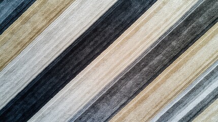 Poster - Diagonal Stripe Textile: A captivating textile showcases a dynamic pattern of diagonal stripes in a soothing color palette of beige, gray, and black, ideal for backgrounds and textures.