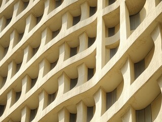 Poster - architectural grid: an elegant close-up of the facade of a building, featuring a striking architectu