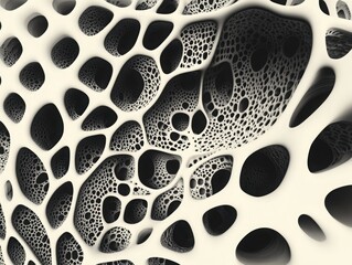 Poster - Abstract Biological Structure: Captivating 3D rendering of a complex, porous biological structure, offering a glimpse into the intricate beauty of natural patterns.