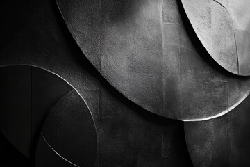 Poster - abstract geometric wall: a study in shadows and texture, this image captures a minimalist, black and