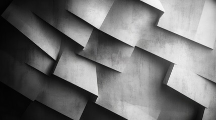 Poster - Abstract Architectural Design: A monochromatic, geometric composition of overlapping architectural elements, showcasing a modern and dynamic design.