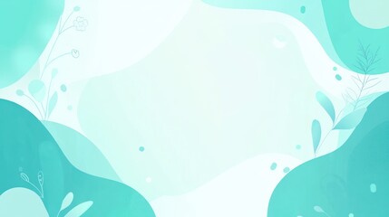 Poster - Abstract background with soft teal shapes and delicate floral elements.  Possible use  Modern design, website banner, social media post