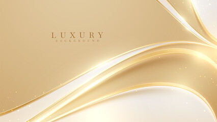Wall Mural - elegant golden curves on a cream background. elegant 3d realistic paper cut style. vector illustrati