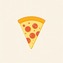 Poster - Minimalist pizza slice logo featuring vibrant yellow orange cheese and a playful flat design, perfect for food themed branding