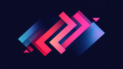 Poster - Abstract Geometric Shapes: Vivid pink and blue geometric shapes interlock creating a dynamic and modern design. The vibrant colors and sharp lines create a sense of movement and energy.