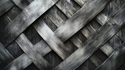 Poster - Woven texture: a detailed, high-angle shot of a woven wooden surface. This textural interplay evokes a sense of natural patterns.