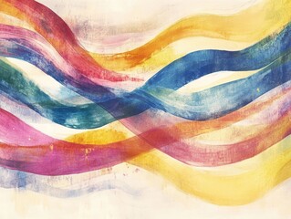 Poster - Vibrant Strokes of Color: An abstract composition of swirling, textured brushstrokes in a spectrum of rainbow hues.