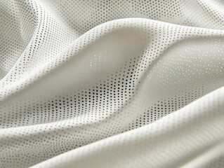 Poster - Perforated Fabric Texture: A close-up showcases the intricate texture of a light-colored, perforated fabric, revealing a play of light and shadow across its subtle folds.