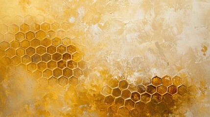 Poster - Golden Honeycomb Abstract:  A mesmerizing abstract image featuring a golden honeycomb pattern, reminiscent of nature's intricate designs and the sweetness of honey.