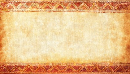 Poster - aged parchment paper background with ornamental tribal border, vintage texture for invitations, certificates, or menus

