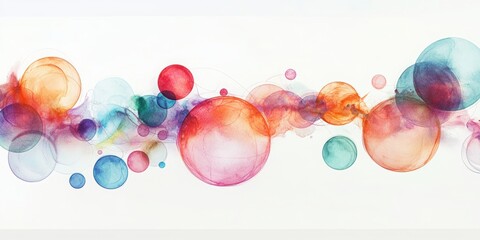 Fototapete - Color Bubbles: A vibrant watercolor composition of floating spheres, in a spectrum of captivating hues, creating a sense of playful elegance.