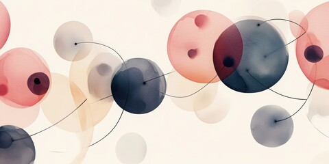 Poster - Abstract Network of Spheres: An artistic representation of interconnected spheres with lines, symbolizing connections, data, and networks. Rendered in a soft.