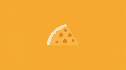Poster - Creative minimalist pizza slice logo featuring warm yellow orange cheese in a flat playful design perfect for modern food branding