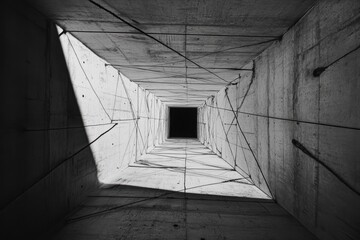 Poster - geometric perspective: a monochrome image captures an abstract architectural perspective, showcasing