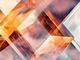 Poster - Geometric Harmony: Abstract design featuring an interplay of translucent, overlapping geometric shapes in a rich, warm color palette, creating a sense of depth and complexity.