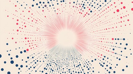 Poster - Abstract Burst: A vibrant and dynamic abstract illustration featuring a burst of colorful dots emanating from a central point, conveying energy and movement