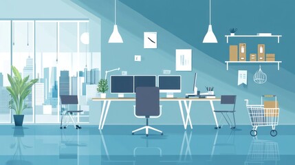 Poster - Modern Office Interior with City View (7)