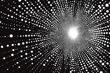 Poster - tunnel of light: an abstract, captivating tunnel of white dots converging towards a bright light sou