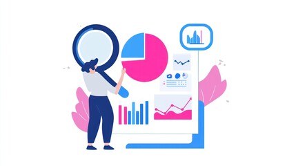 Poster - Woman analyzing data graphs on screen