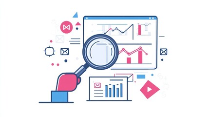Poster - Hand analyzing data graphs on computer screen