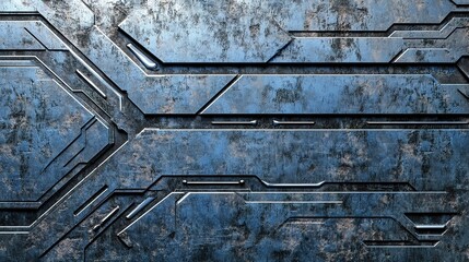Poster - Abstract Metallic Surface with Geometric Shapes and Lines