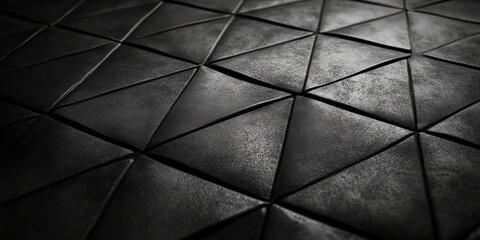 Poster - Geometric Pattern: Abstract artistic texture of a repeating triangular pattern, showcasing a modern, minimalistic design with sharp angles, shadows, and subtle gradients.