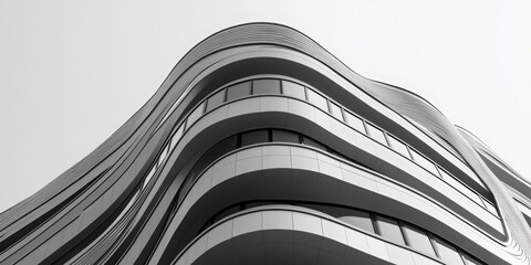 Poster - modern architectural lines: a contemporary building boasts a striking, curved facade with clean line