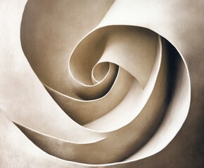 Poster - abstract paper spiral: a close-up view of an abstract spiral formation created from layers of folded
