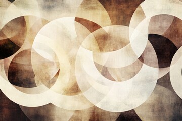 Poster - abstract geometric patterns: an artistic composition of overlapping circles in varying tones of brow