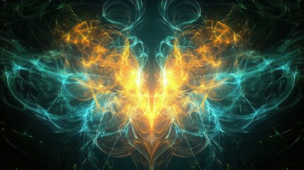 Poster - Abstract Digital Background with Glowing Lines in Vibrant Colors