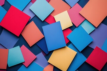 Poster - Colorful Squares: A vibrant arrangement of colorful squares, creating a dynamic and visually engaging pattern. This design showcases geometric forms and a spectrum of hues. 