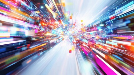 Poster - Dynamic Abstract Background with Colorful Lines and Technology Elements